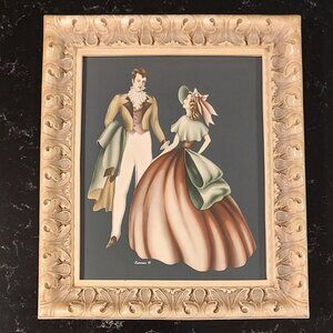1940's Turner Victorian Antebellum Style Couple Man & Woman Ornate Ivory Frame